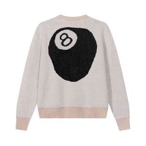 Stussy Beige Sweater with Black 8-Ball Design